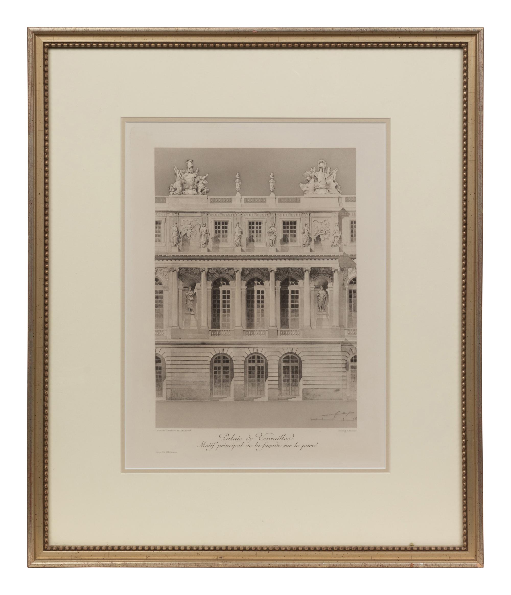 A Set of Six Framed Engravings Depicting Versailles and the Petit Trianon