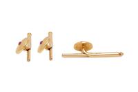 YELLOW GOLD AND RUBY SHIRT STUDS