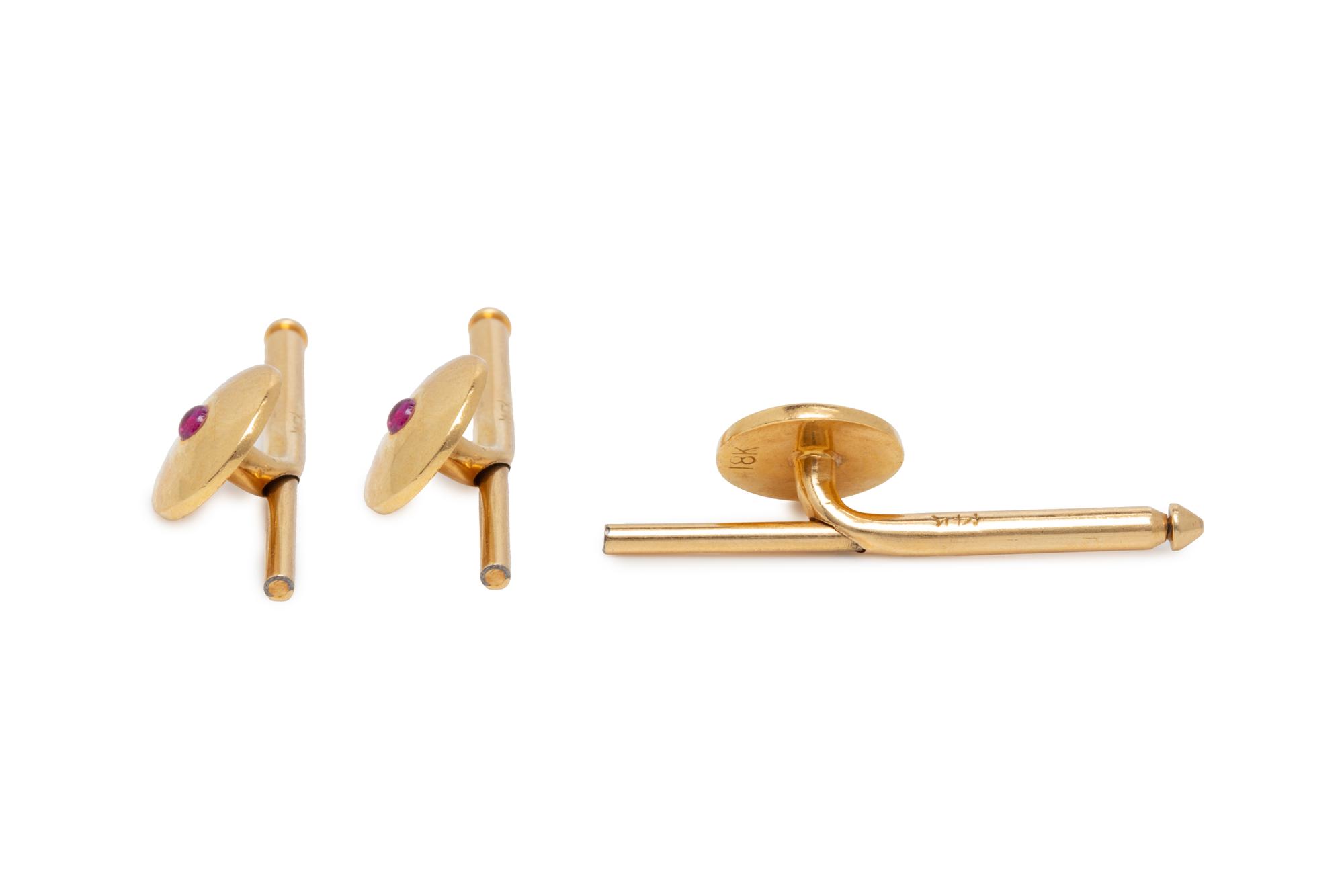 YELLOW GOLD AND RUBY SHIRT STUDS