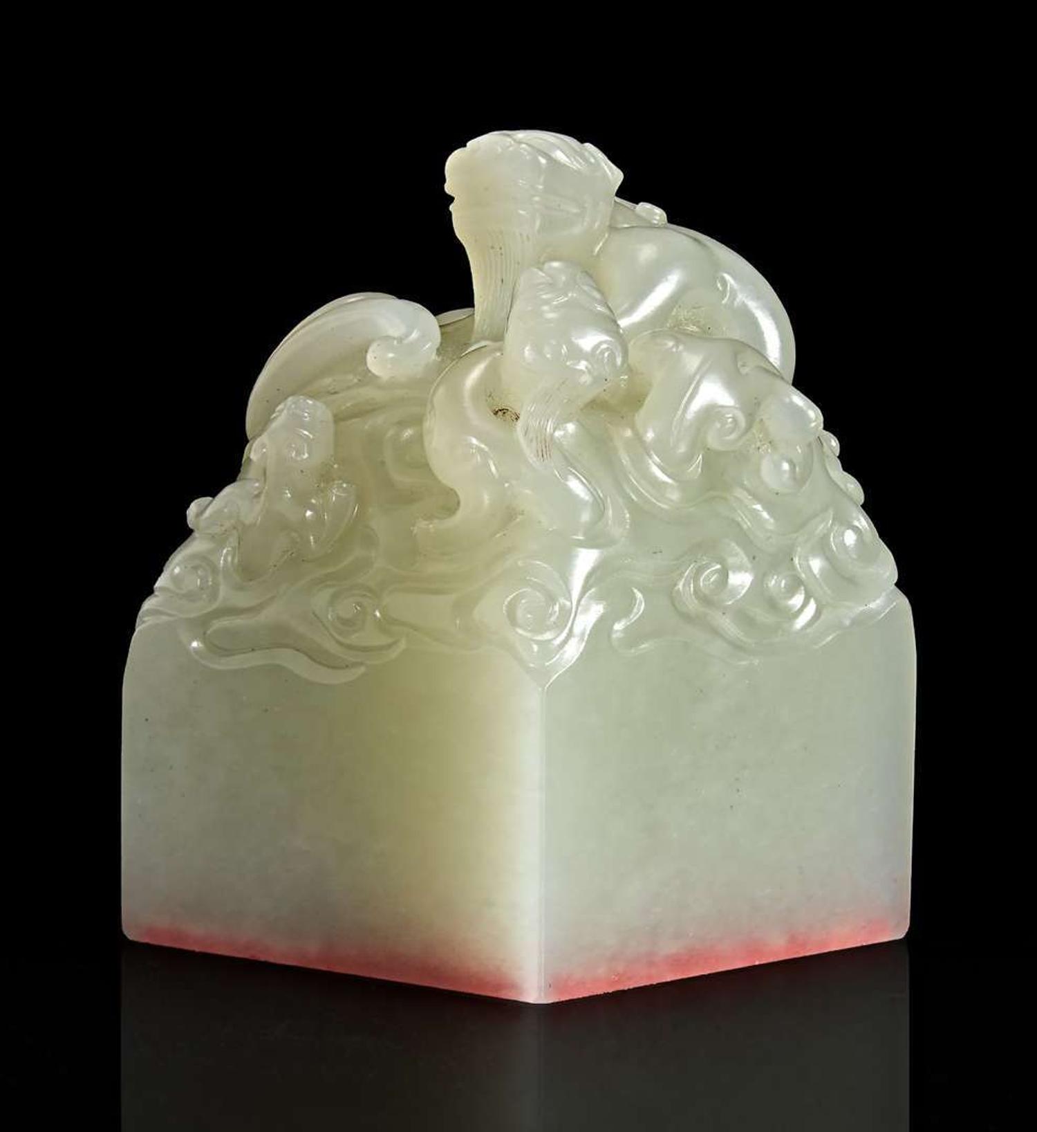 An important Imperial pale celadon-white jade "Taishang Huangdi zhi bao" seal ????“??????“?? Circa ? 1795