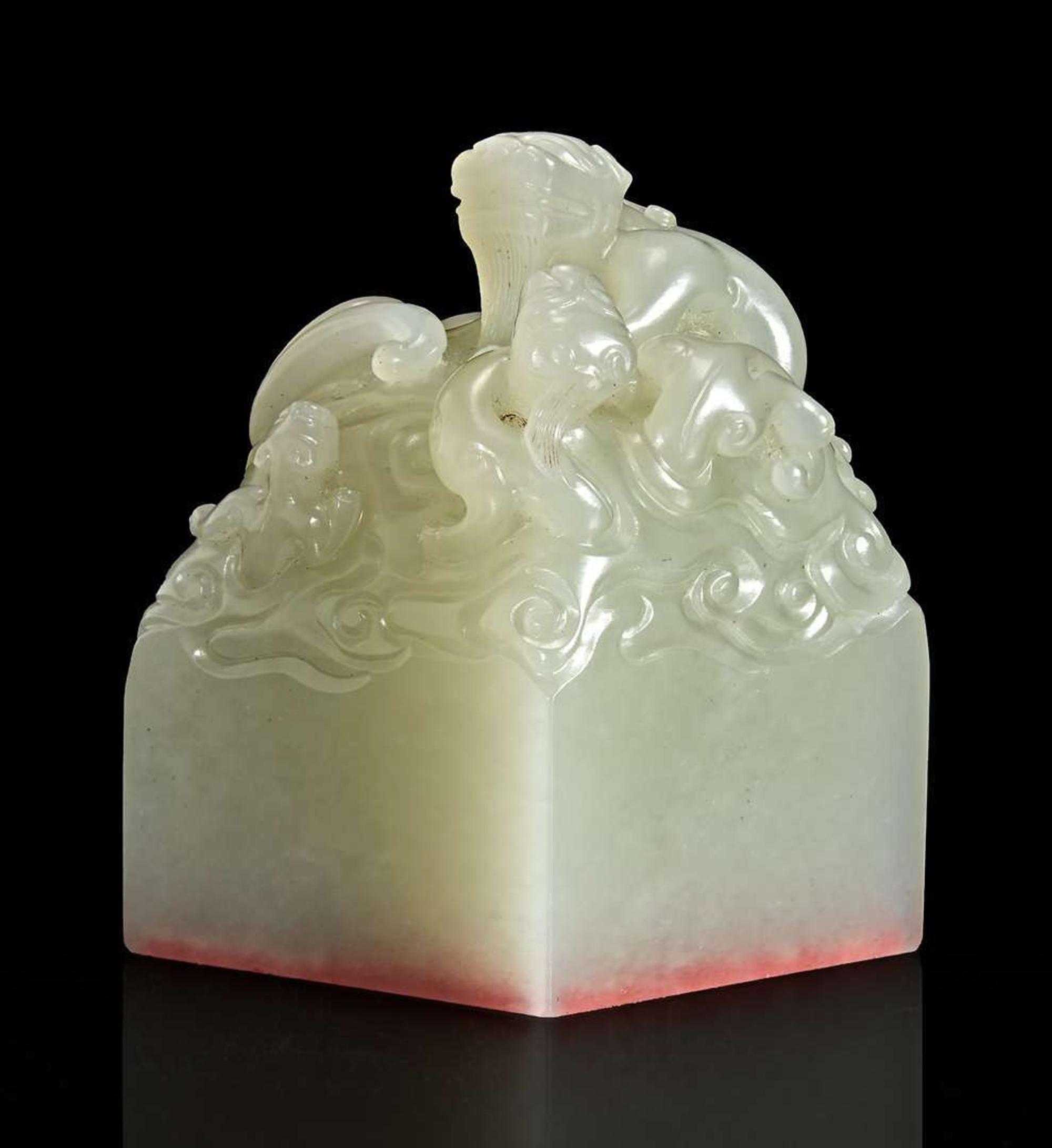An important Imperial pale celadon-white jade "Taishang Huangdi zhi bao" seal ????“??????“?? Circa ? 1795