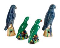 Two Pairs of Chinese Sancai Glazed Pottery Figures of Parrots — POSSIBLY 18TH CENTURY