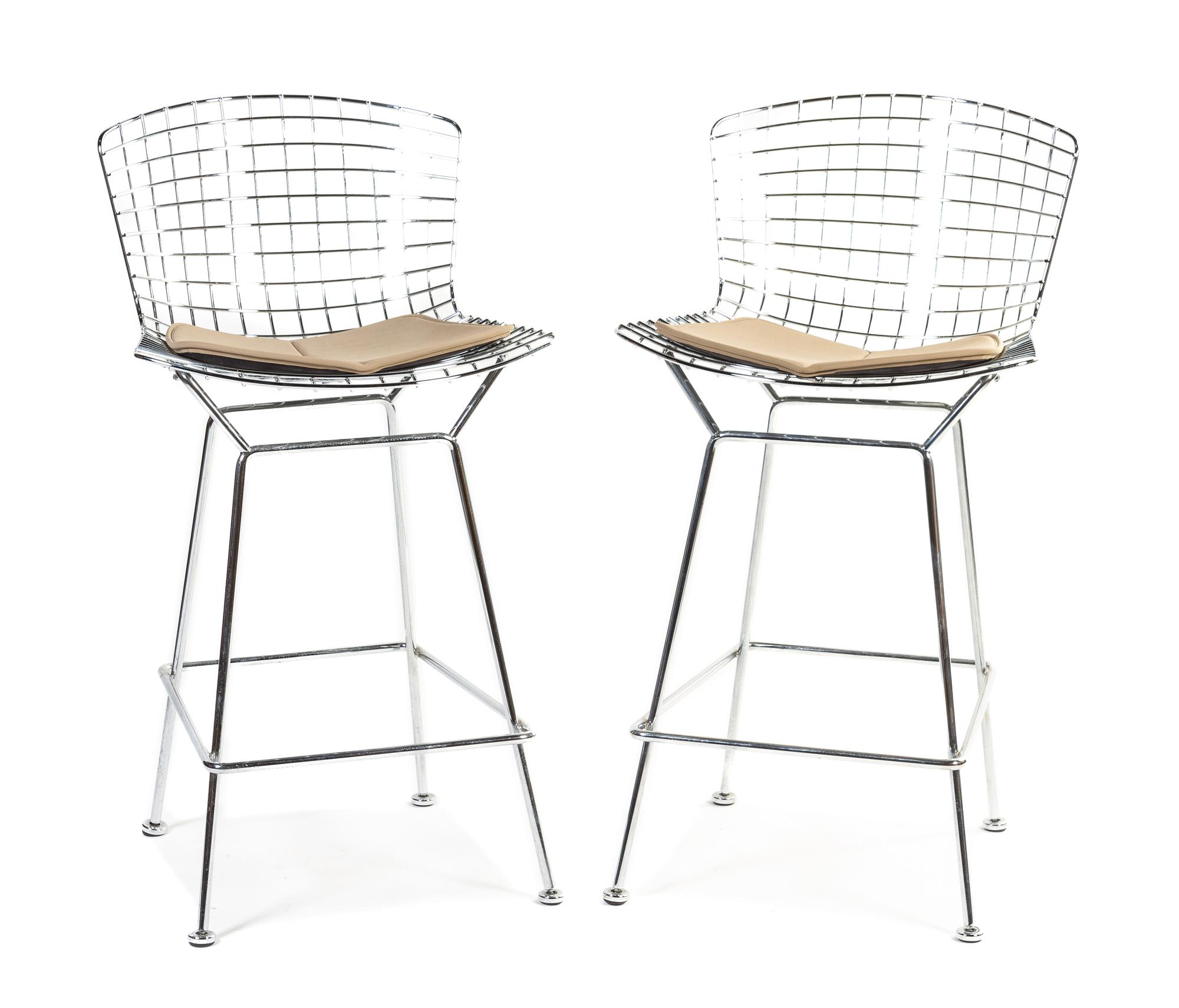 A Pair of Harry Bertoia for Knoll Bar Stools Height 38 3/4 inches.