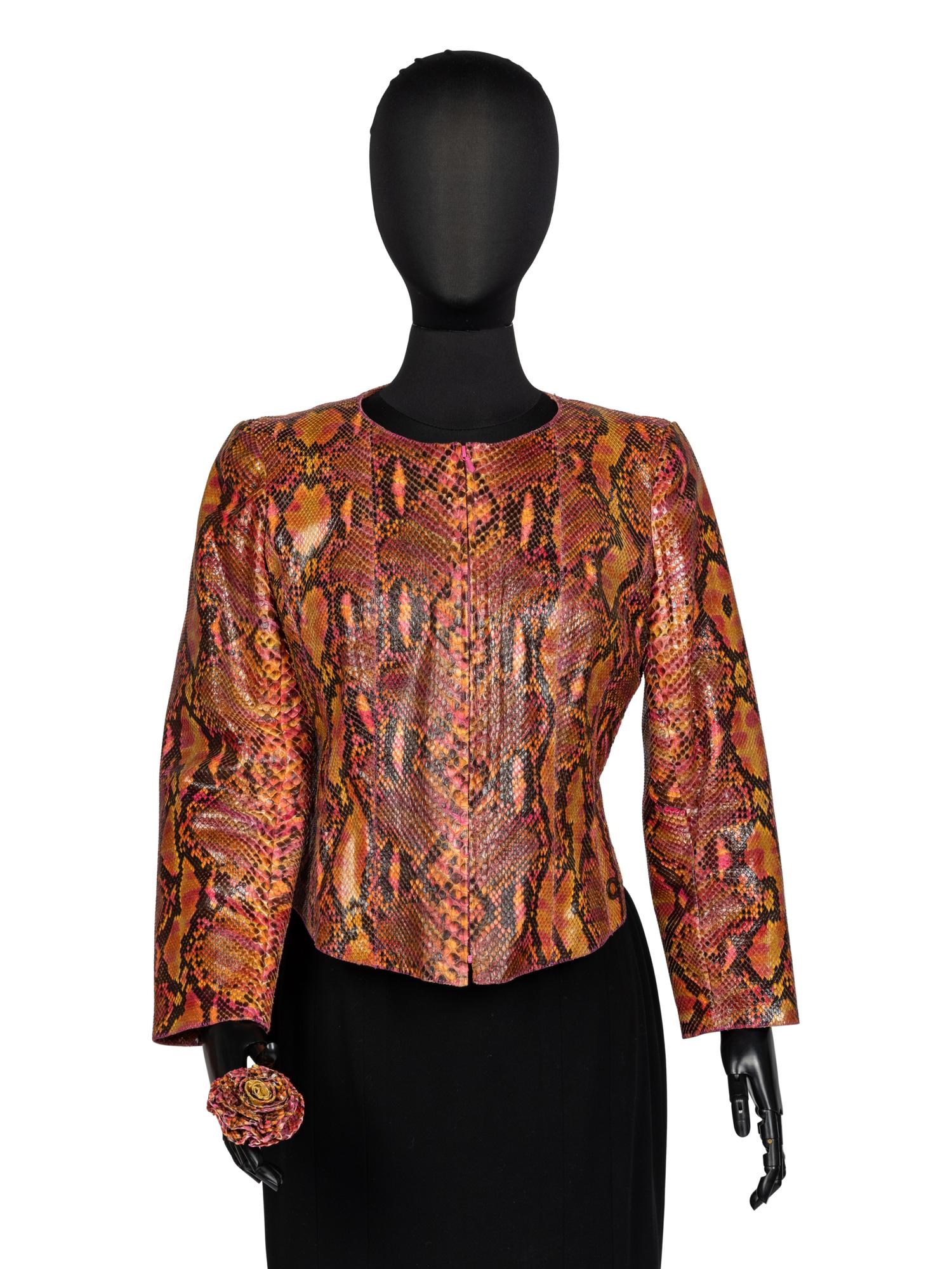 Chanel Pink Python Jacket & Python Camellia Pin, 2000