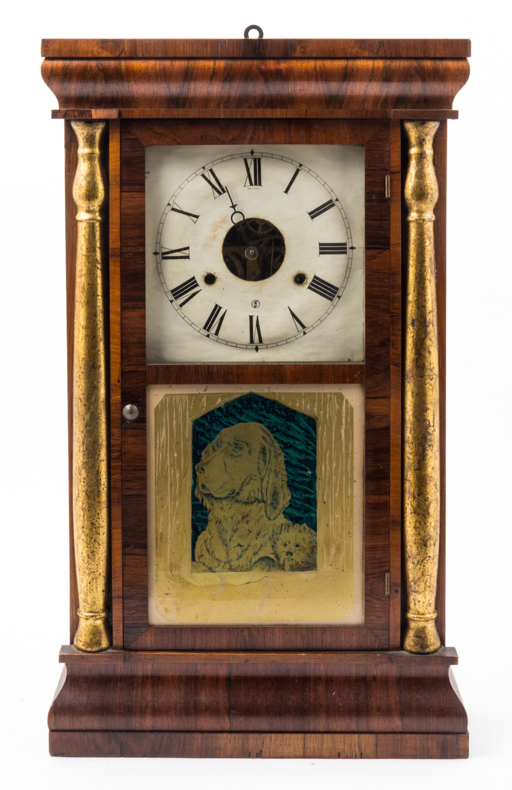 An American Parcel Gilt Rosewood and Eglomise Wall Clock Height 25 inches. — SETH THOMAS, LATE 19TH CENTURY