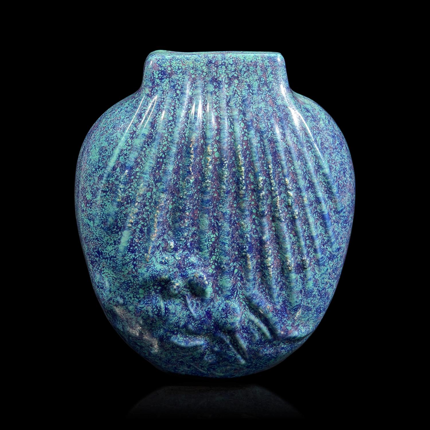 An Unusual "Robin's-Egg" Glazed Porcelain Purse-Form Snuff Bottle, 19th Century