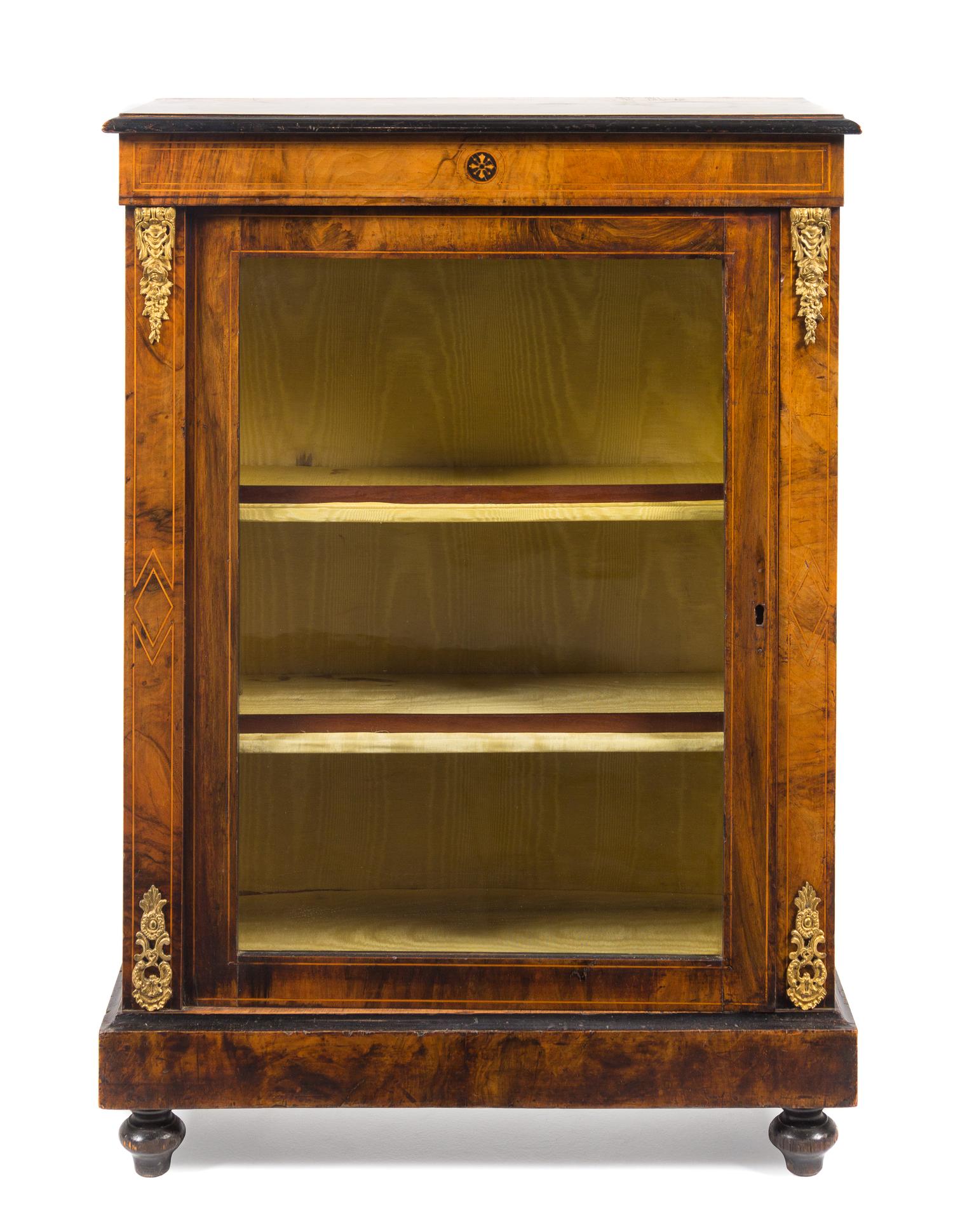 A Napoleon III Gilt Metal Mounted Burlwood Cabinet Height 42 1/2 x width 30 x depth 12 3/8 inches. — LATE 19TH CENTURY