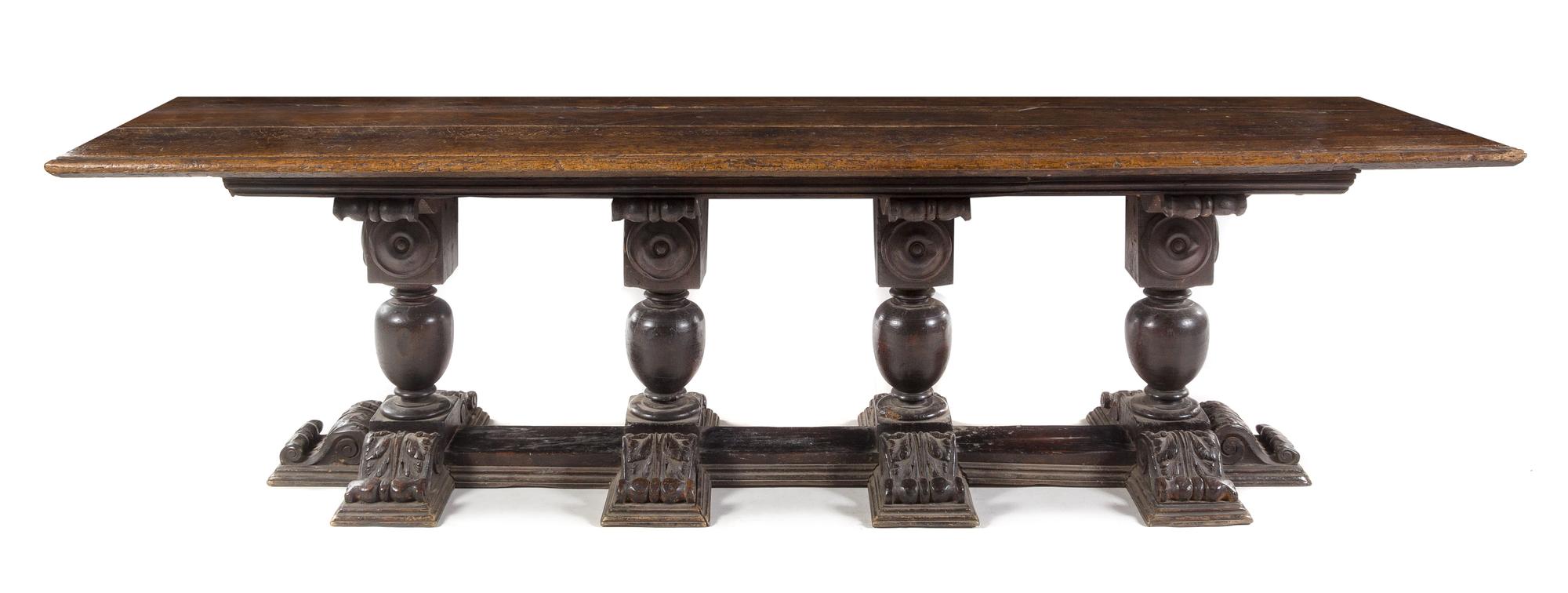 An Italian Walnut Refectory Table Height 33 5/8 x width 116 7/8 x depth 35 7/8 inches. — 16TH/17TH CENTURY