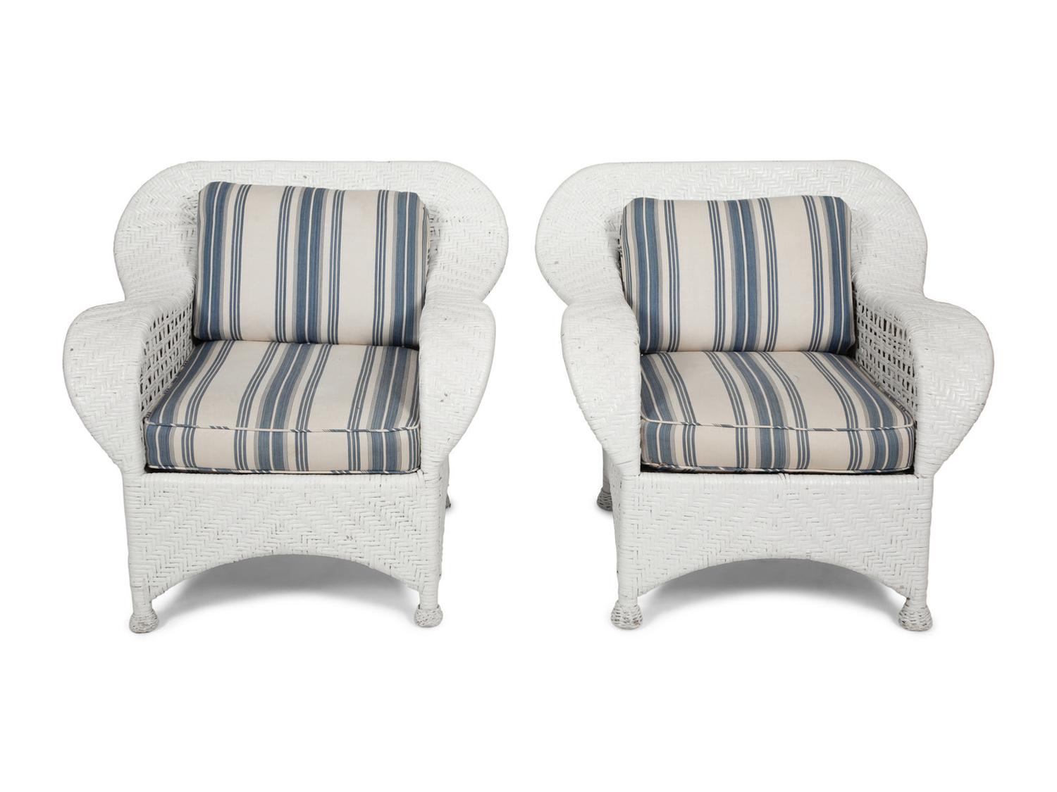 A Suite of White-Painted Wicker Furniture
