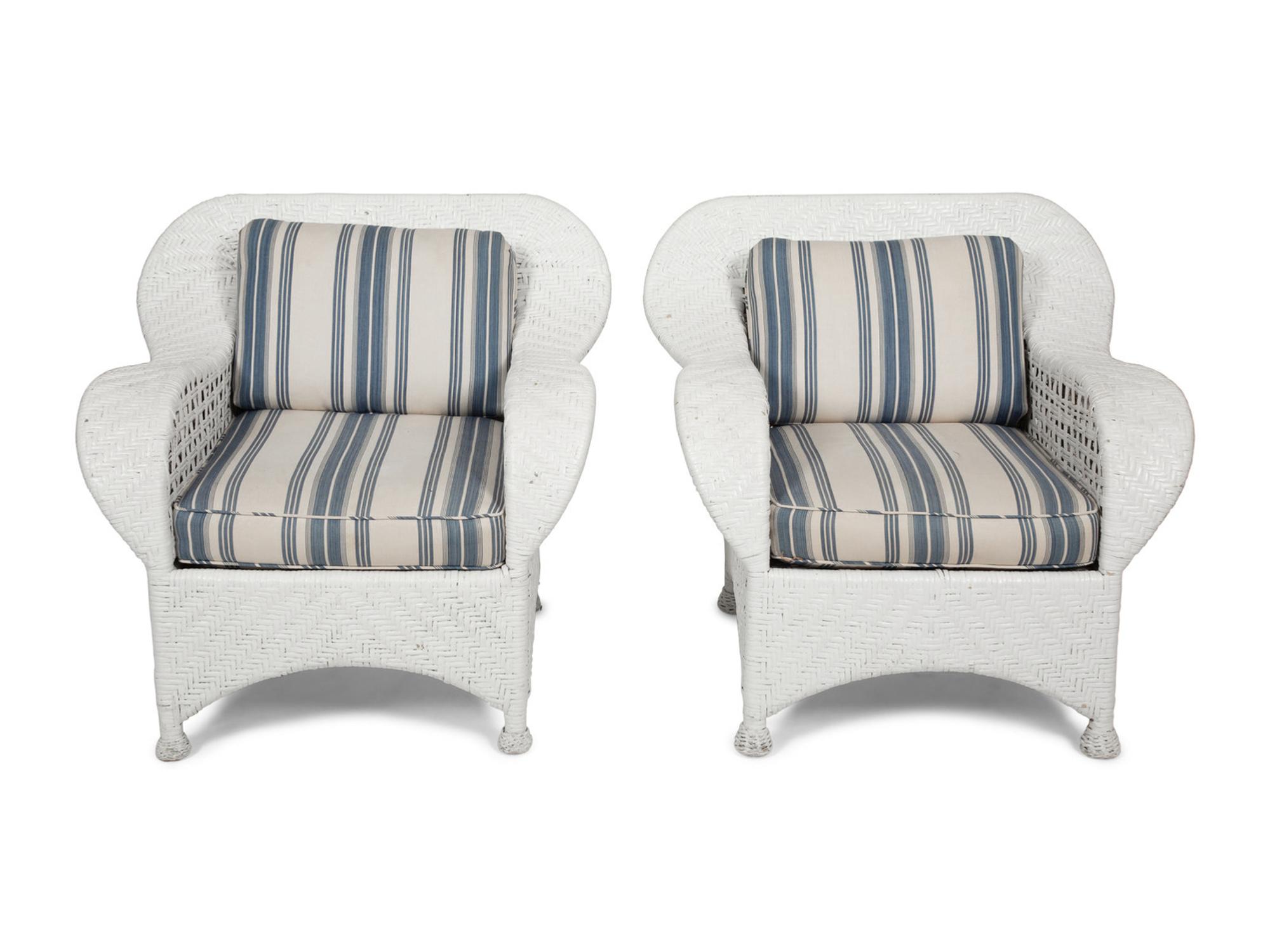 A Suite of White-Painted Wicker Furniture