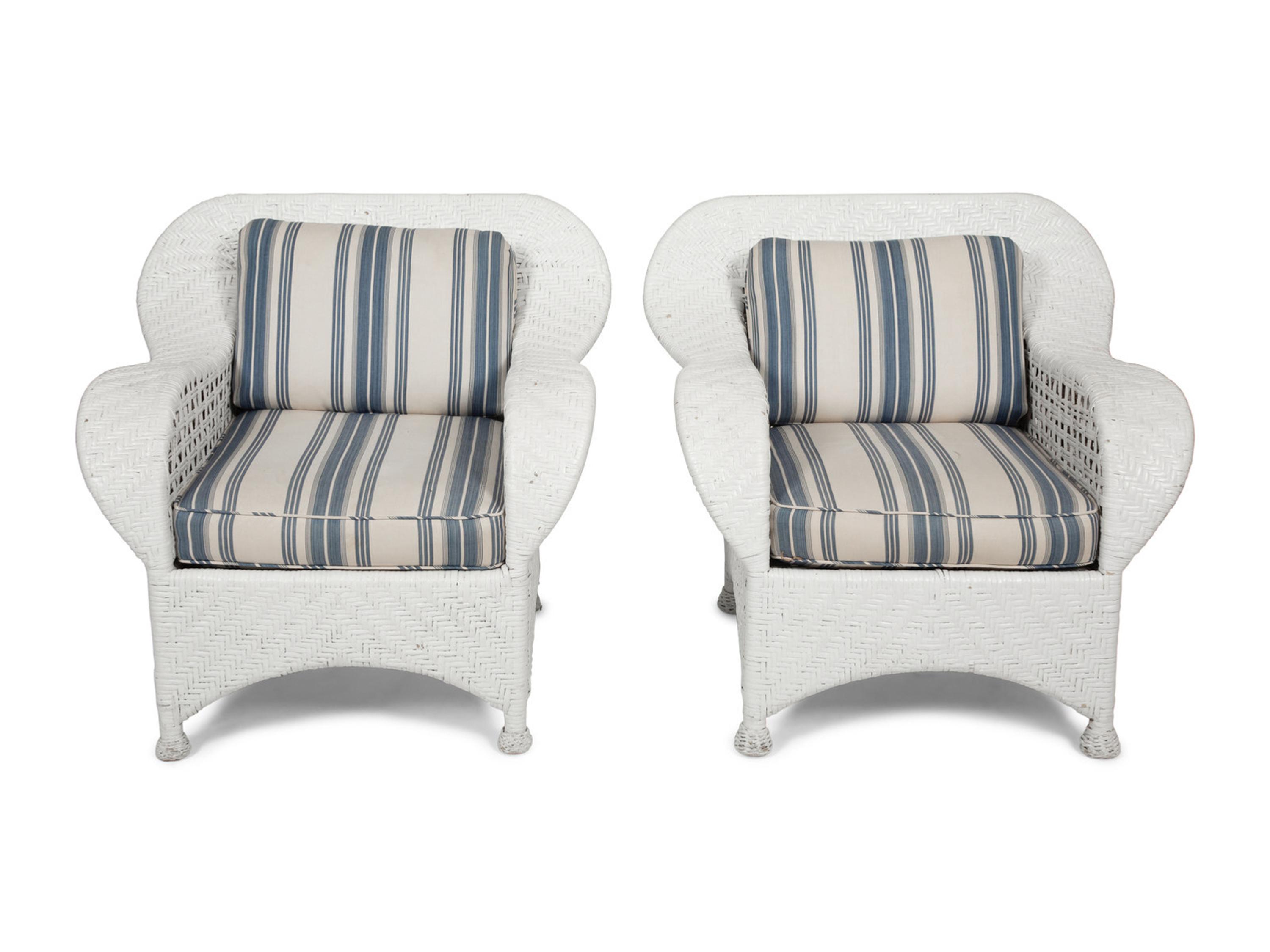 A Suite of White-Painted Wicker Furniture