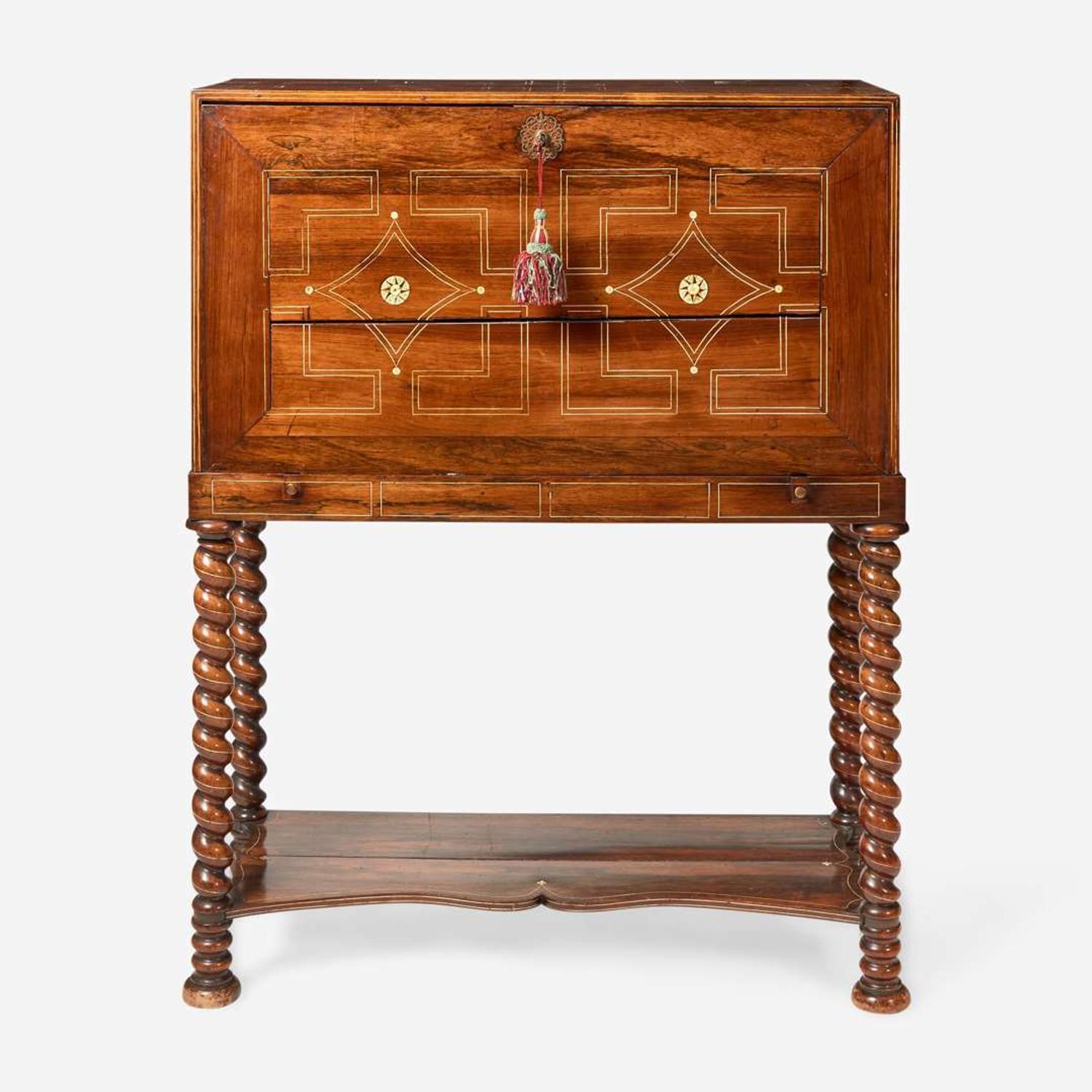 A Flemish Baroque bone-inlaid rosewood vargueno cabinet late 18th / early 19th century