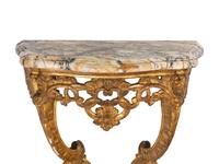 An Italian Giltwood Marble-Top Console Table