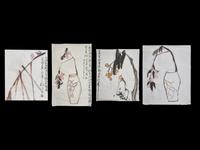 Ding Yanyong (1902-1978) 丁衍庸（1902-1978） 花鳥荔枝 一組四幅