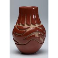 Carved Redware Jar, with Avanyu