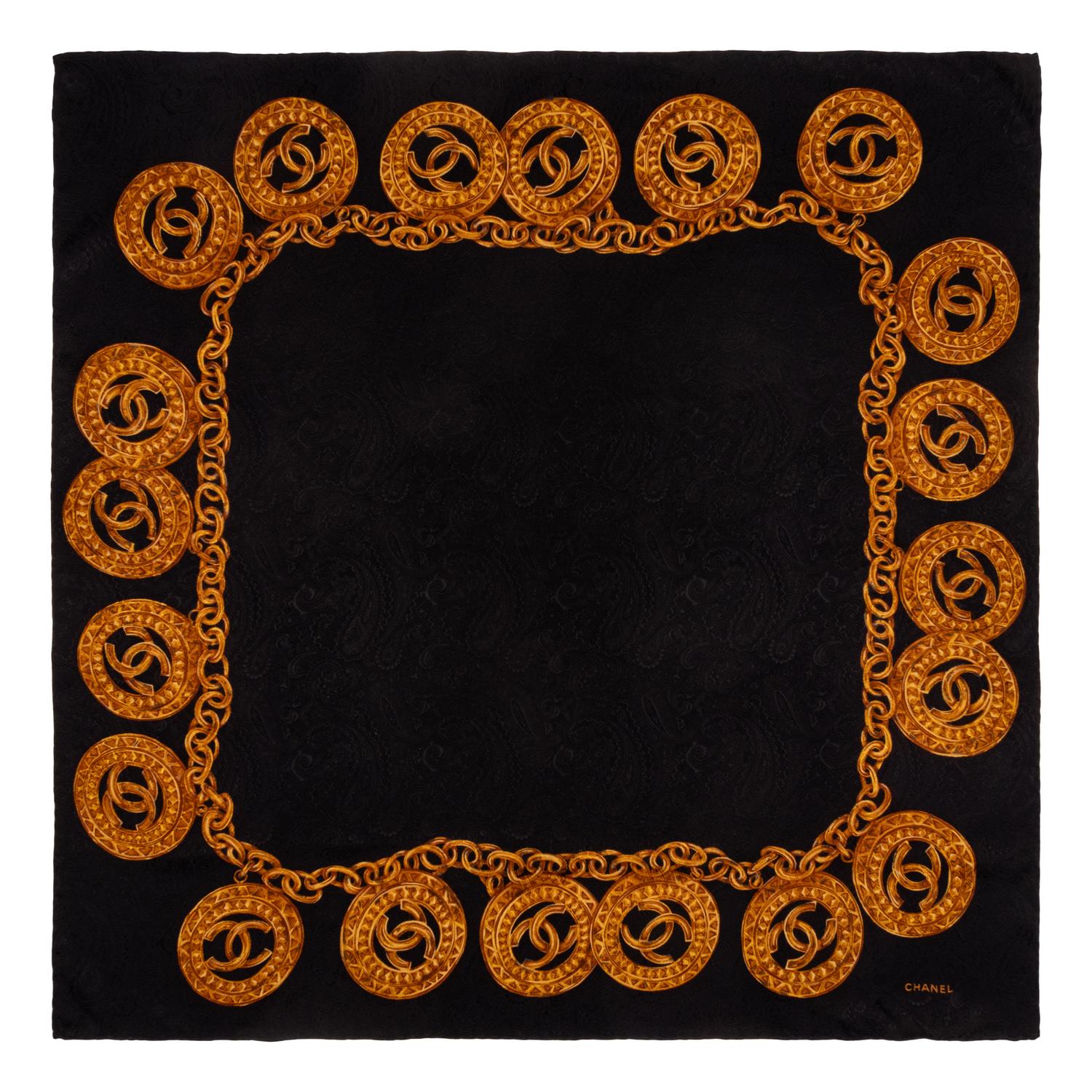 CHANEL, PRINTED SILK SCARF