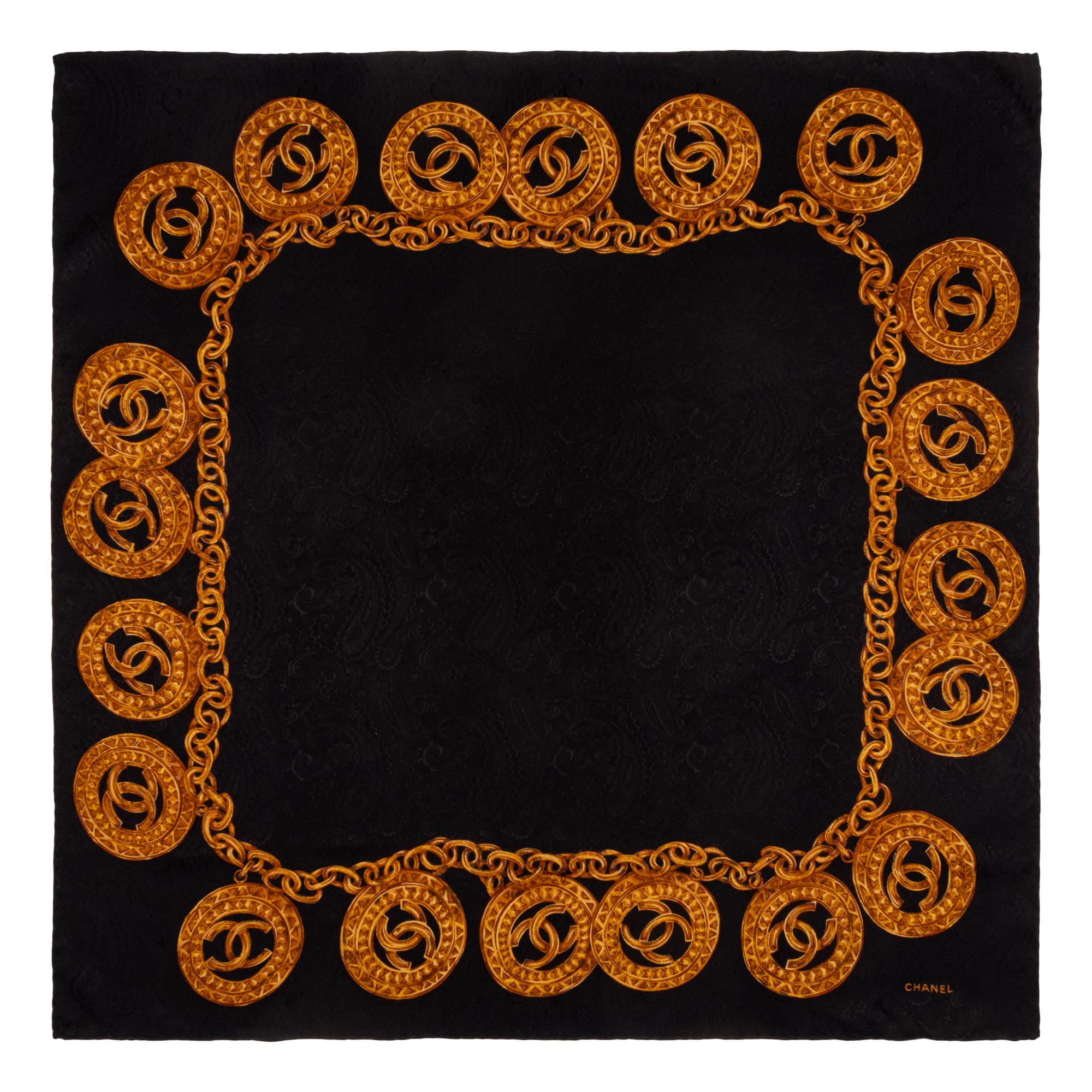 CHANEL, PRINTED SILK SCARF