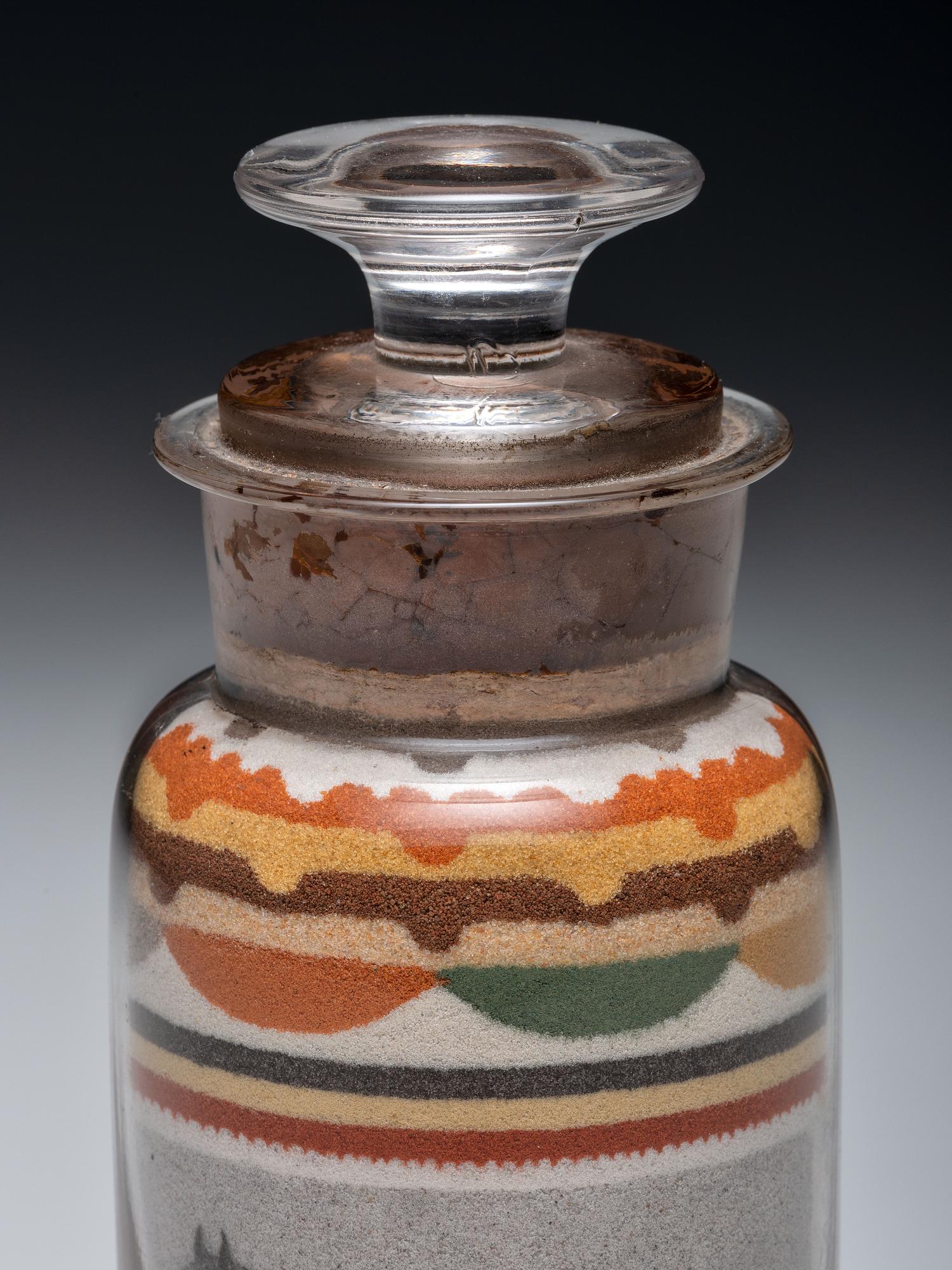 An Andrew Clemens (American, 1857-1894) Labeled Sand Bottle with Percheron Horse