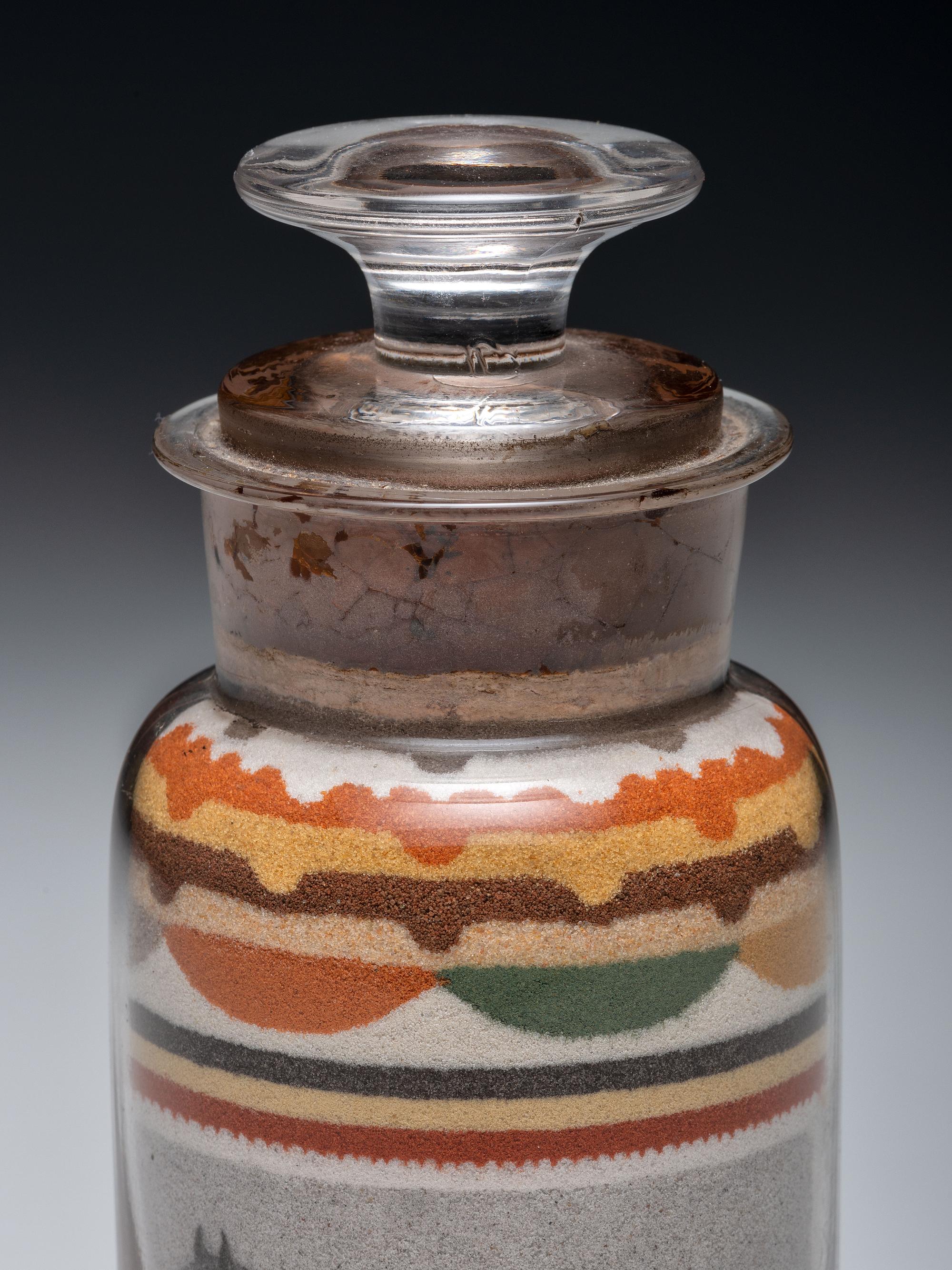 An Andrew Clemens (American, 1857-1894) Labeled Sand Bottle with Percheron Horse