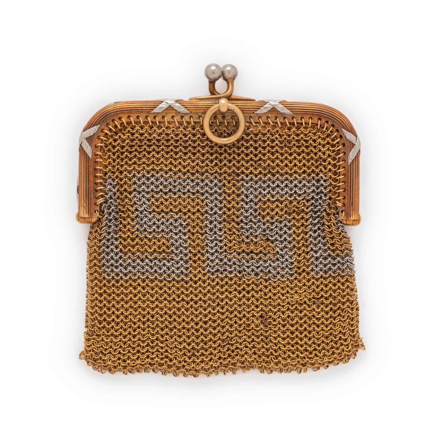 FRENCH, ANTIQUE, YELLOW GOLD AND PLATINUM COIN PURSE