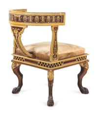 A Pair of Italian Neoclassical Painted Klismos Style Chairs
