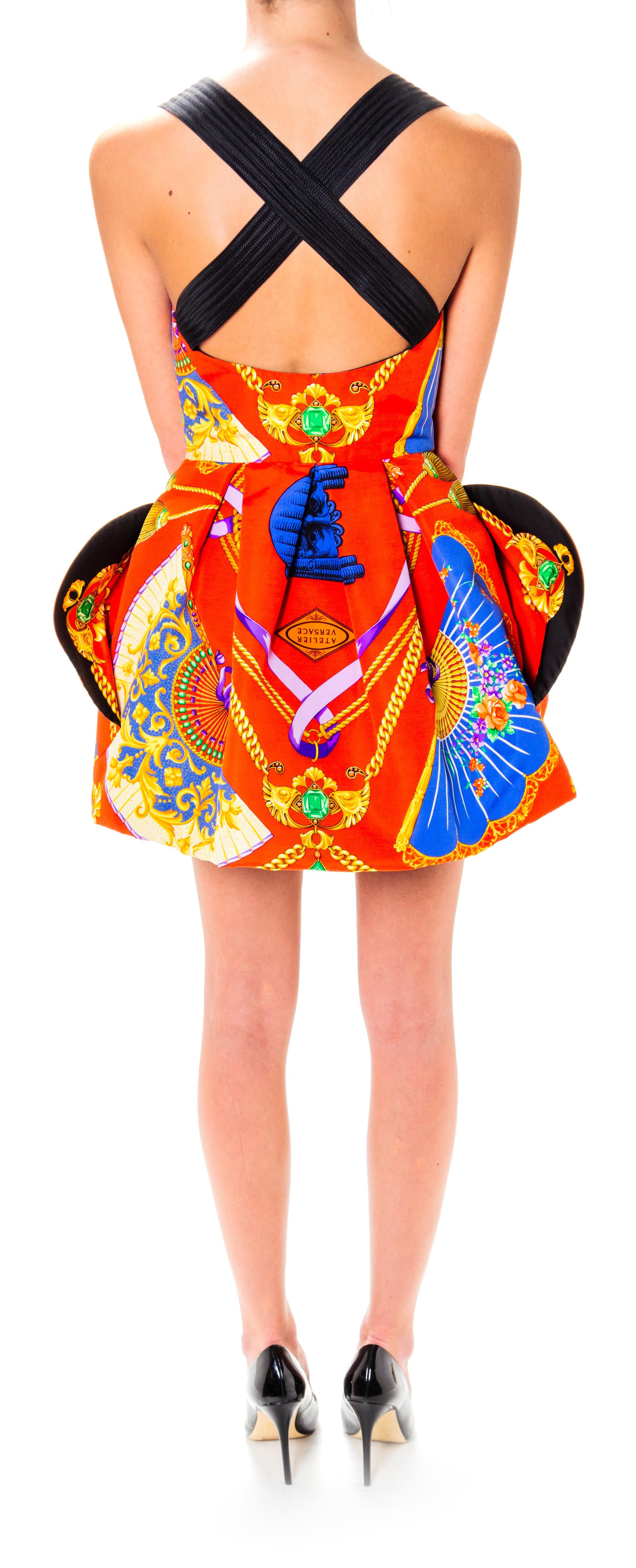 A Gianni Versace Silk Atelier Print Mini Dress, No size.