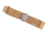 YELLOW GOLD AND ITALIAN PIASTRA COIN BRACELET