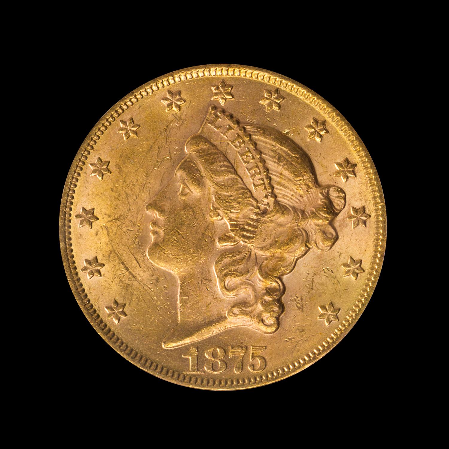A United States 1875 Liberty Head $20 Gold Coin