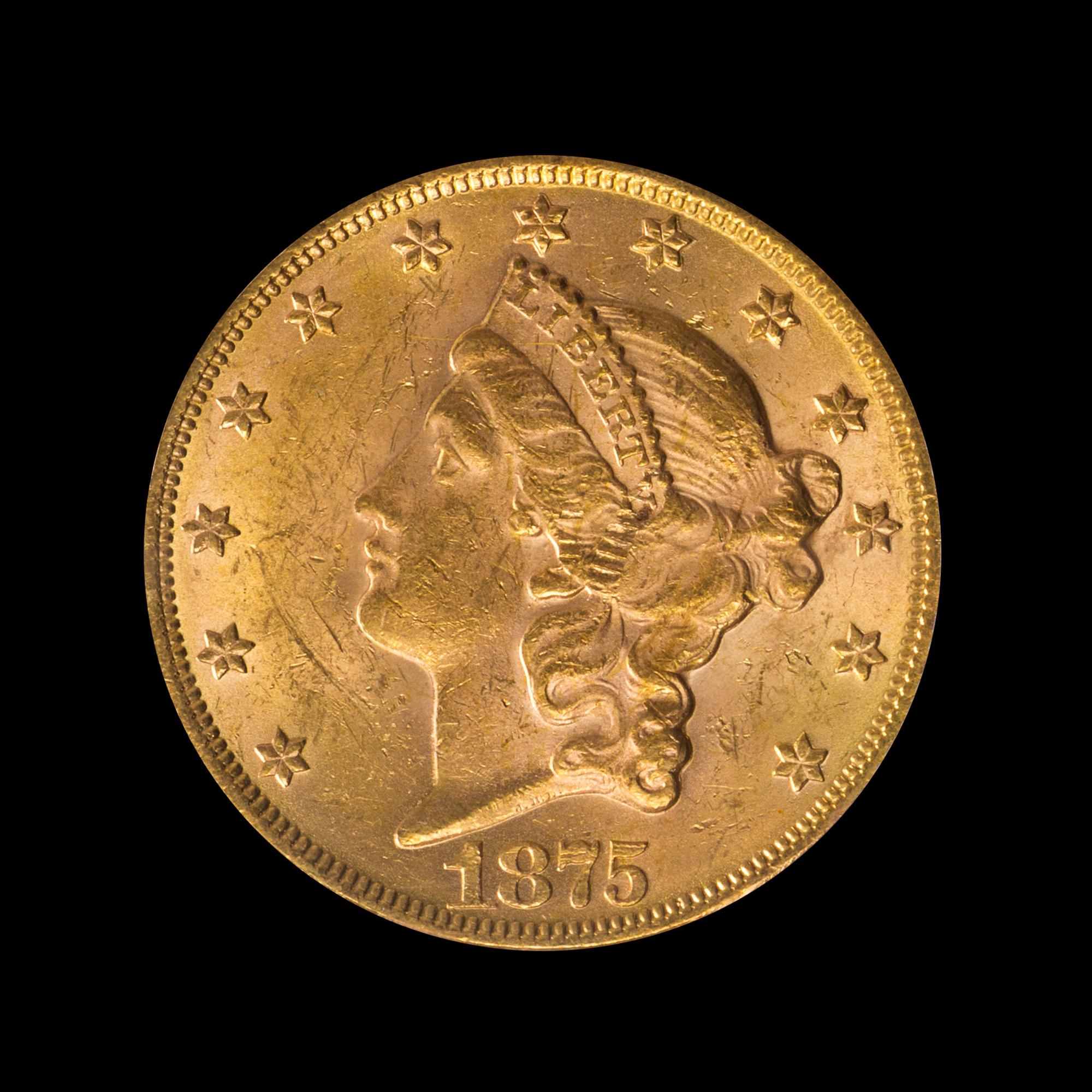 A United States 1875 Liberty Head $20 Gold Coin