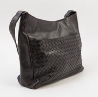 A Bottega Veneta Black Shoulder Bag, 1980-90s 12" x 10.5" x 3.5"; Strap drop: 19".