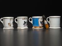 Four Fraternal and Patriotic Porcelain Shaving Mugs