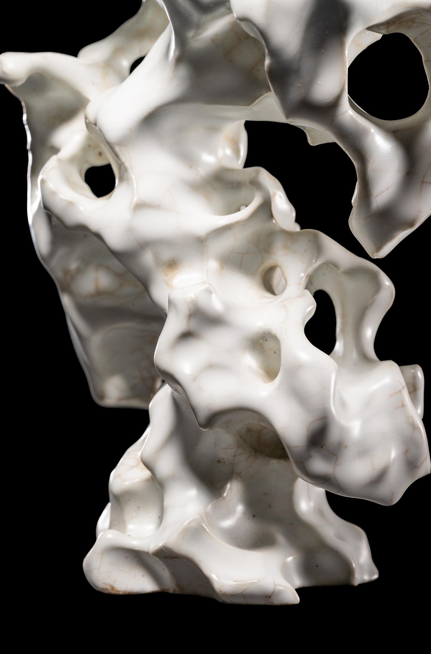 A White Glazed Porcelain Scholar's Rock