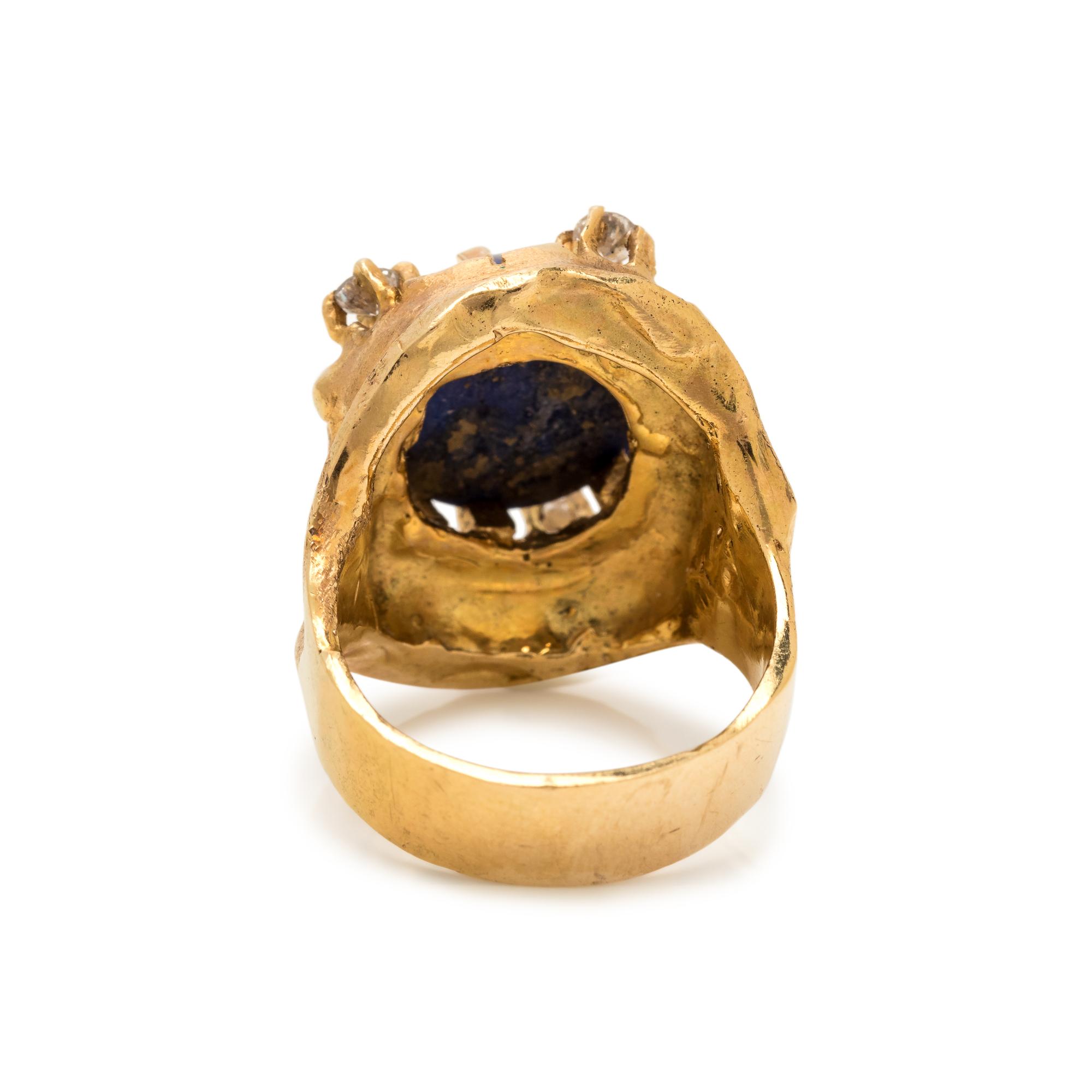 YELLOW GOLD, LAPIS LAZULI AND DIAMOND RING