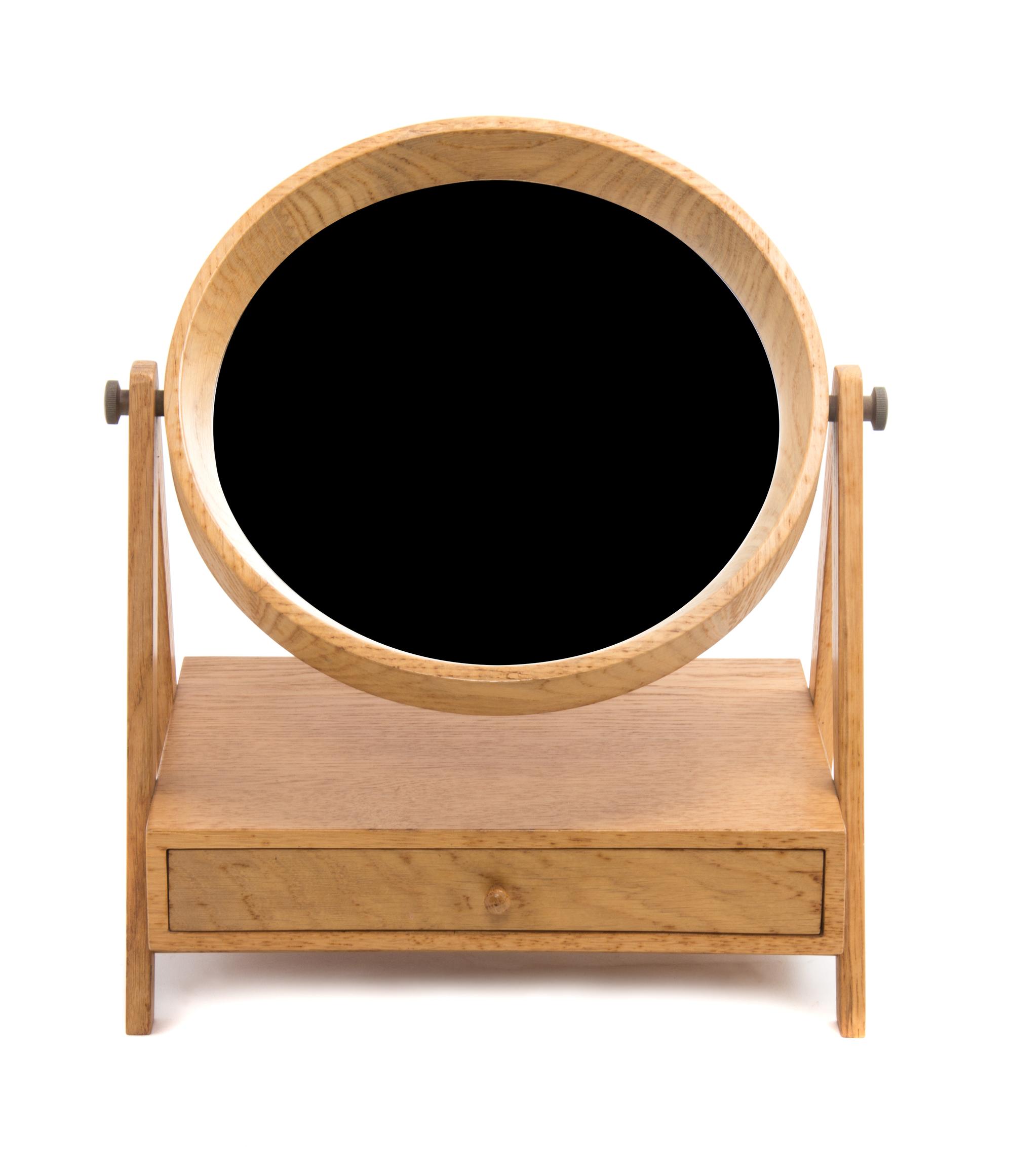 A Danish Modern Bleached Oak Dressing Mirror Height 16 width 13 x depth 8 3/4 inches. — MID 20TH CENTURY