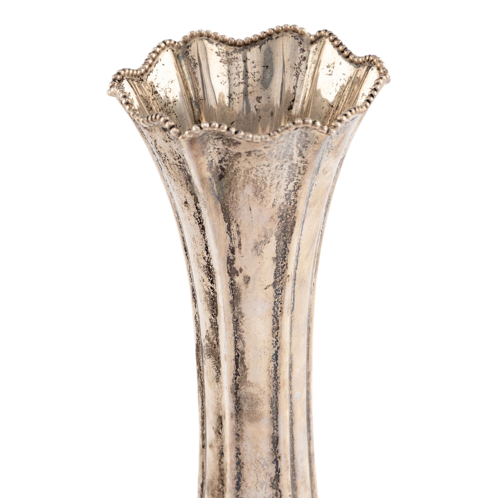 A Reed and Barton Silver Fluted Vase