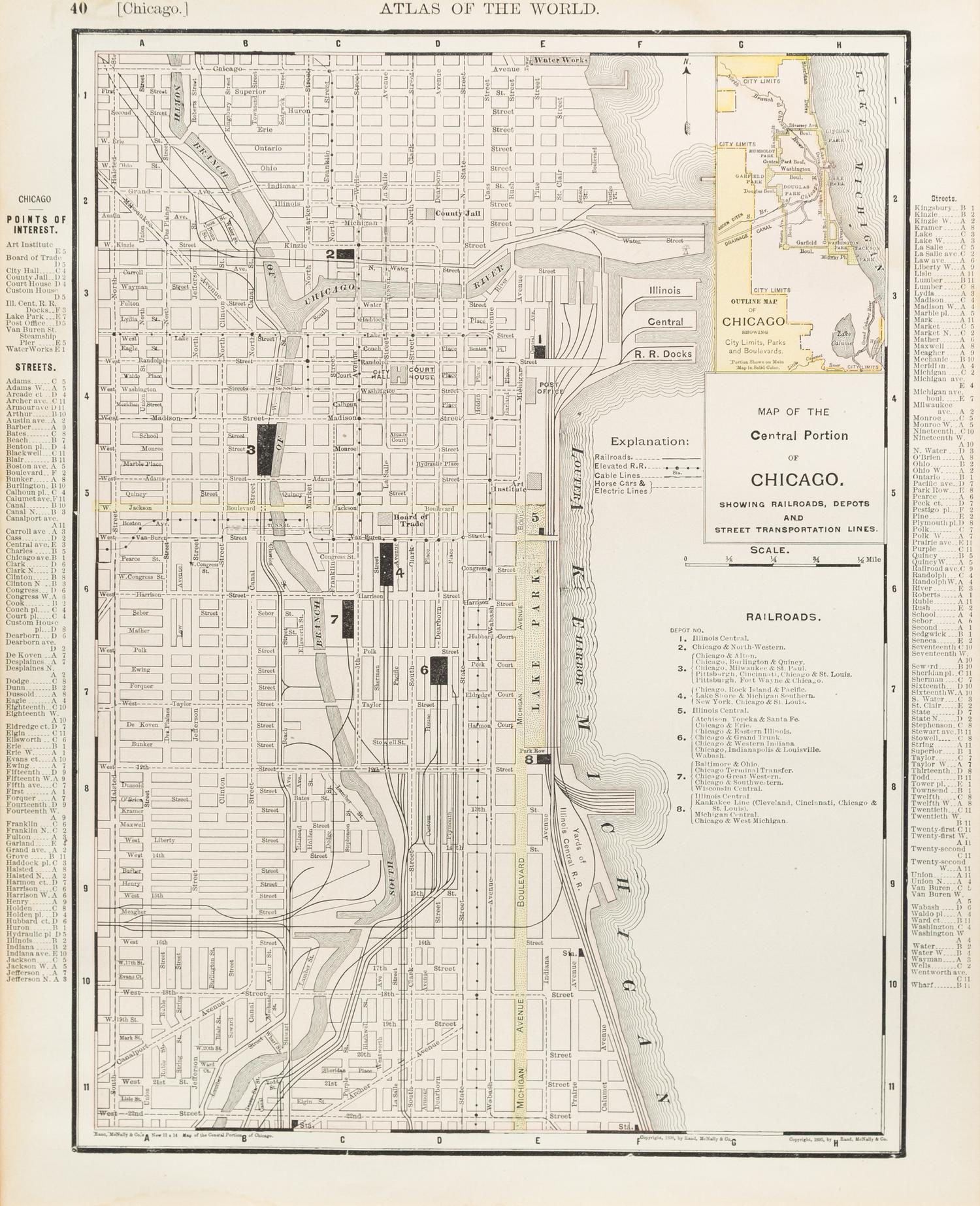 [MAPS OF CHICAGO AND ILLINOIS]. A group of 4 maps and bird's-eye views of Chicago.
