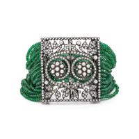 HOUSE OF TAYLOR, EMERALD, DIAMOND AND CULTURED PEARL MULTISTRAND BRACELET