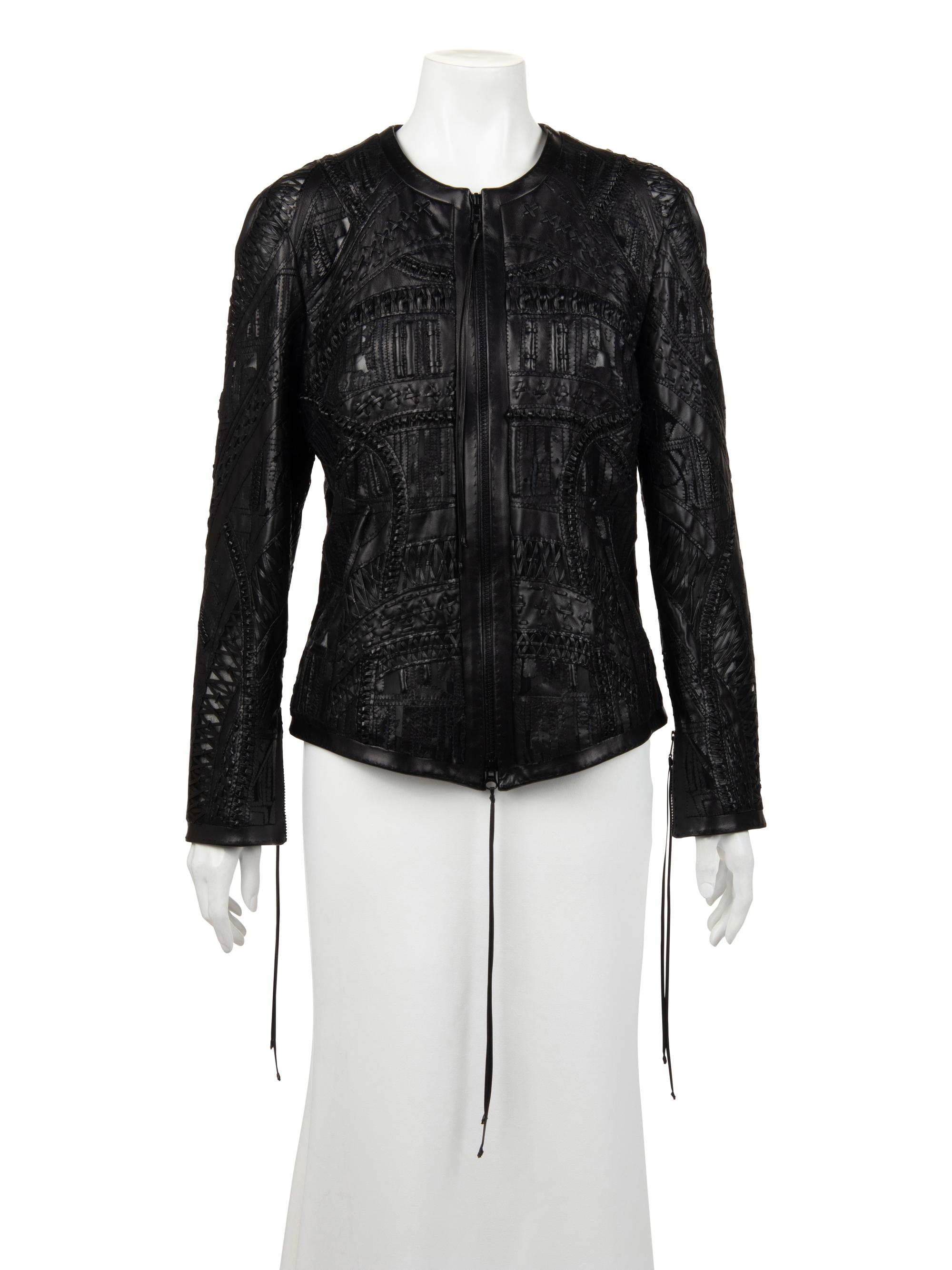 Ralph Rucci Cut and Embroidered Leather Jacket