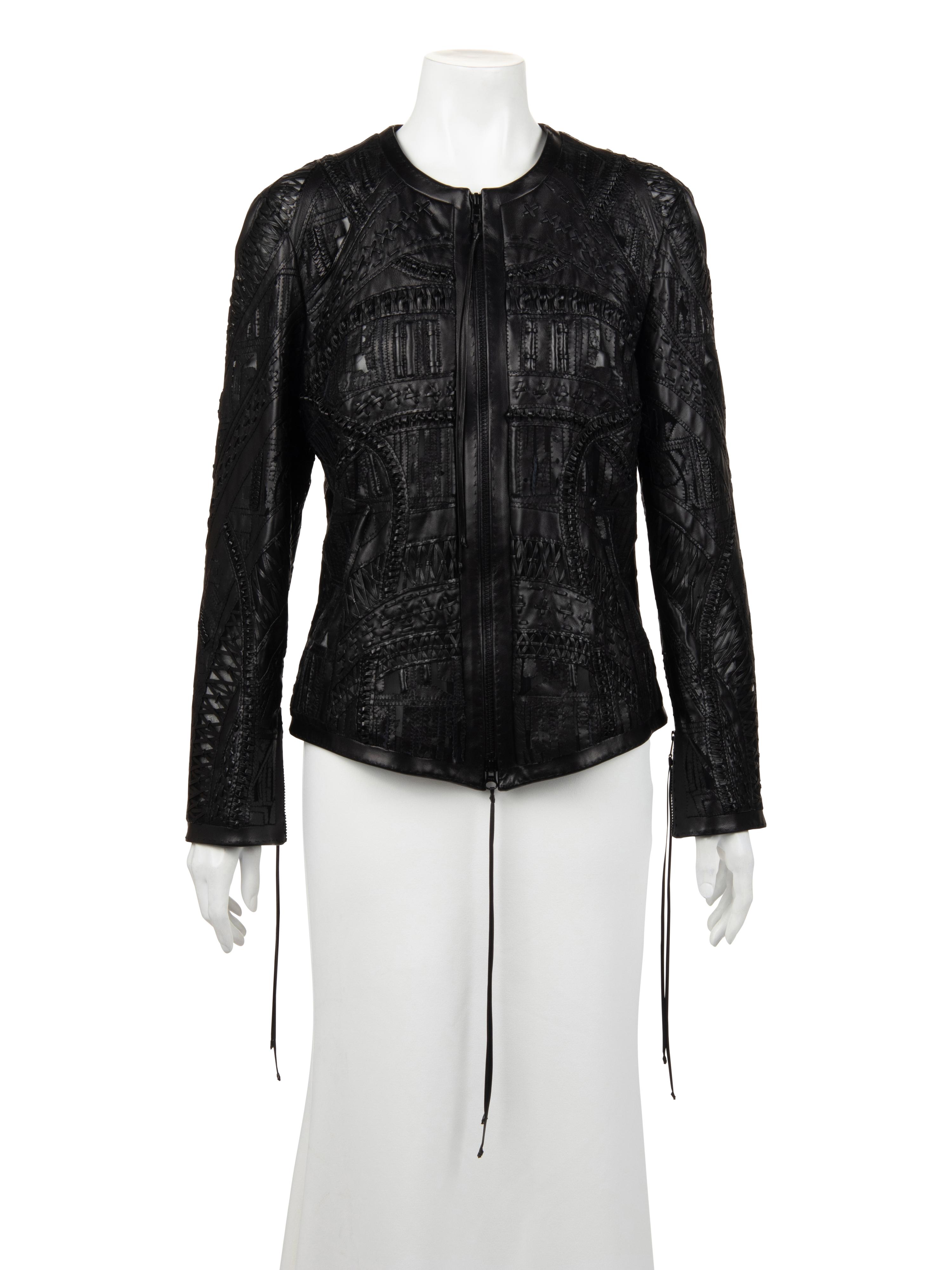 Ralph Rucci Cut and Embroidered Leather Jacket