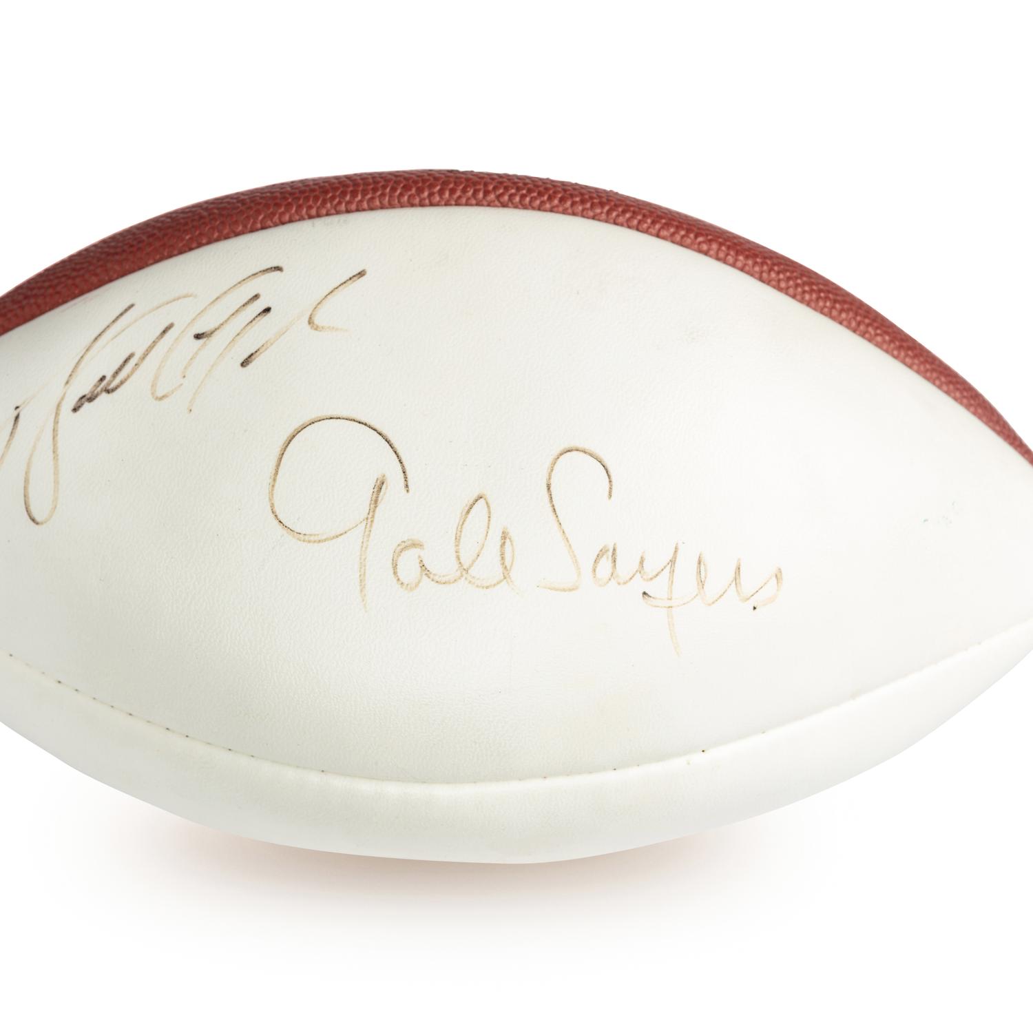 A Walter Payton and Gale Sayers Dual Signed Autograph Football (Beckett Authentication Services)