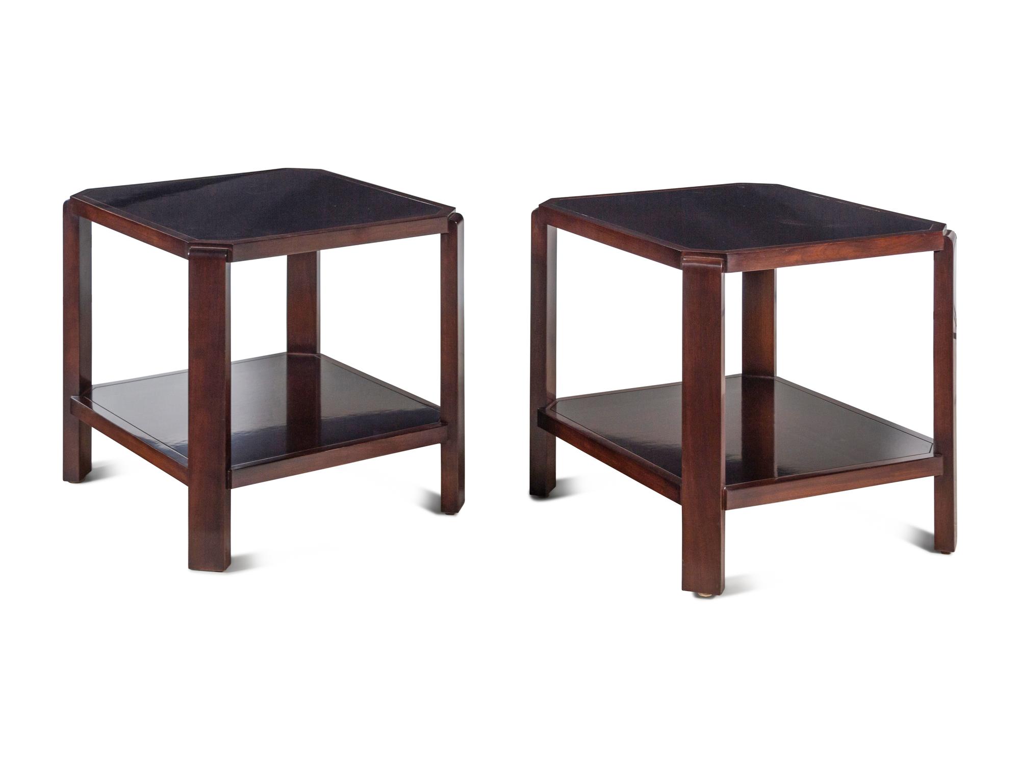 A Pair of Contemporary Walnut Side Tables