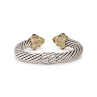 DAVID YURMAN, STERLING SILVER, YELLOW GOLD AND GEMSTONE 'RENAISSANCE' CUFF BRACELET