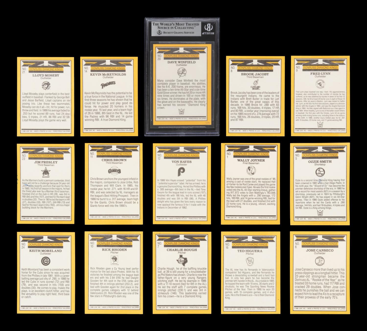 A Group of 15 1987 Donruss Diamond Kings Signed Autograph Baseball Cards,
