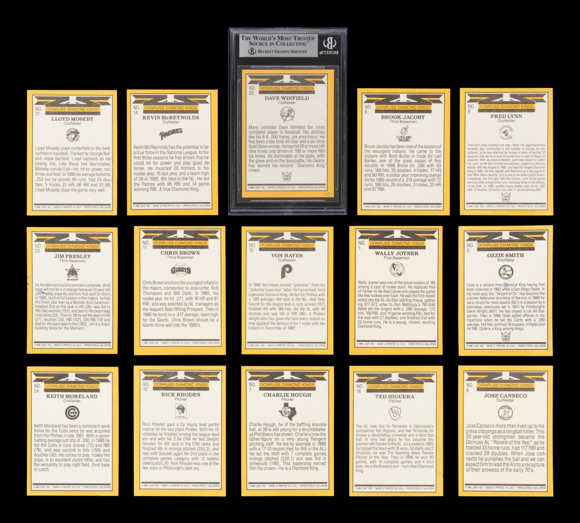 A Group of 15 1987 Donruss Diamond Kings Signed Autograph Baseball Cards,