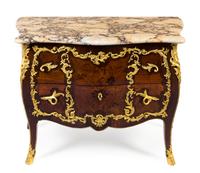 A Louis XV Gilt Bronze Mounted Marquetry Commode Height 32 x width 42 x depth 21 inches. — LATE 18TH/EARLY 19TH CENTURY
