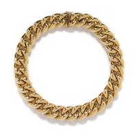 A Yellow Gold Curb Link Necklace, Italian, 75.40 dwts.