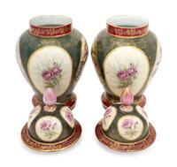 A Pair of Vienna Style Porcelain Urns