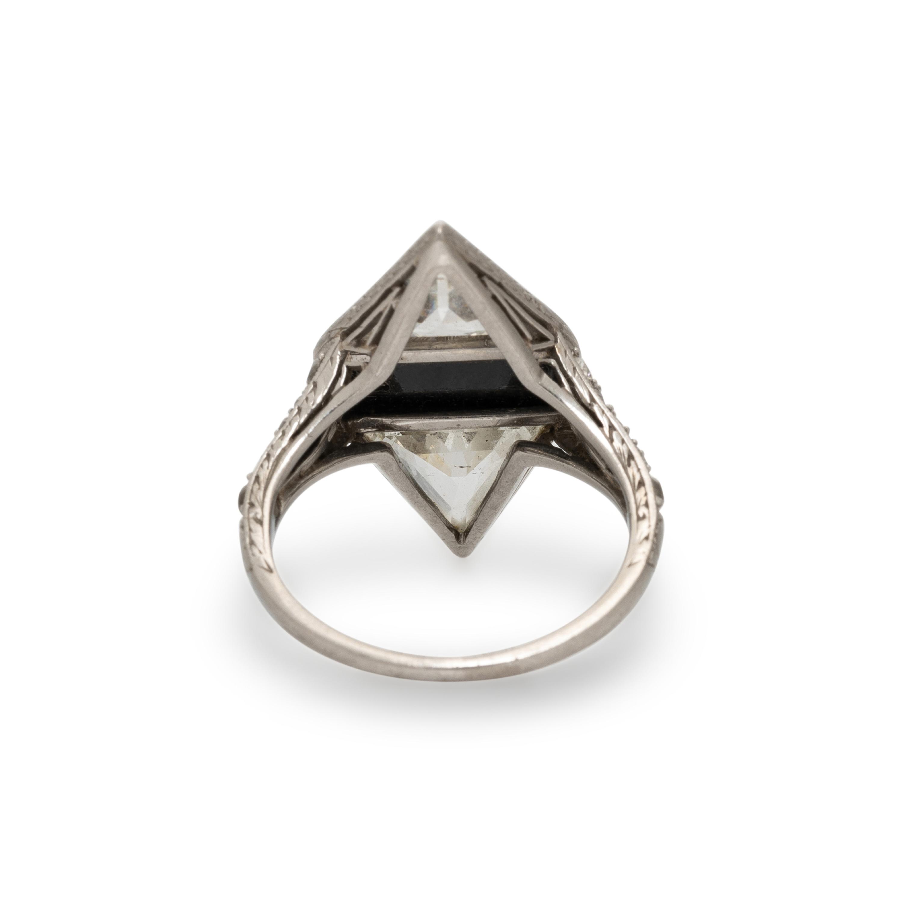ART DECO, DIAMOND AND BLACK ONYX RING