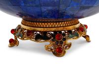 A Pair of Lapis Lazuli Bowls on Jeweled Filigree Bases