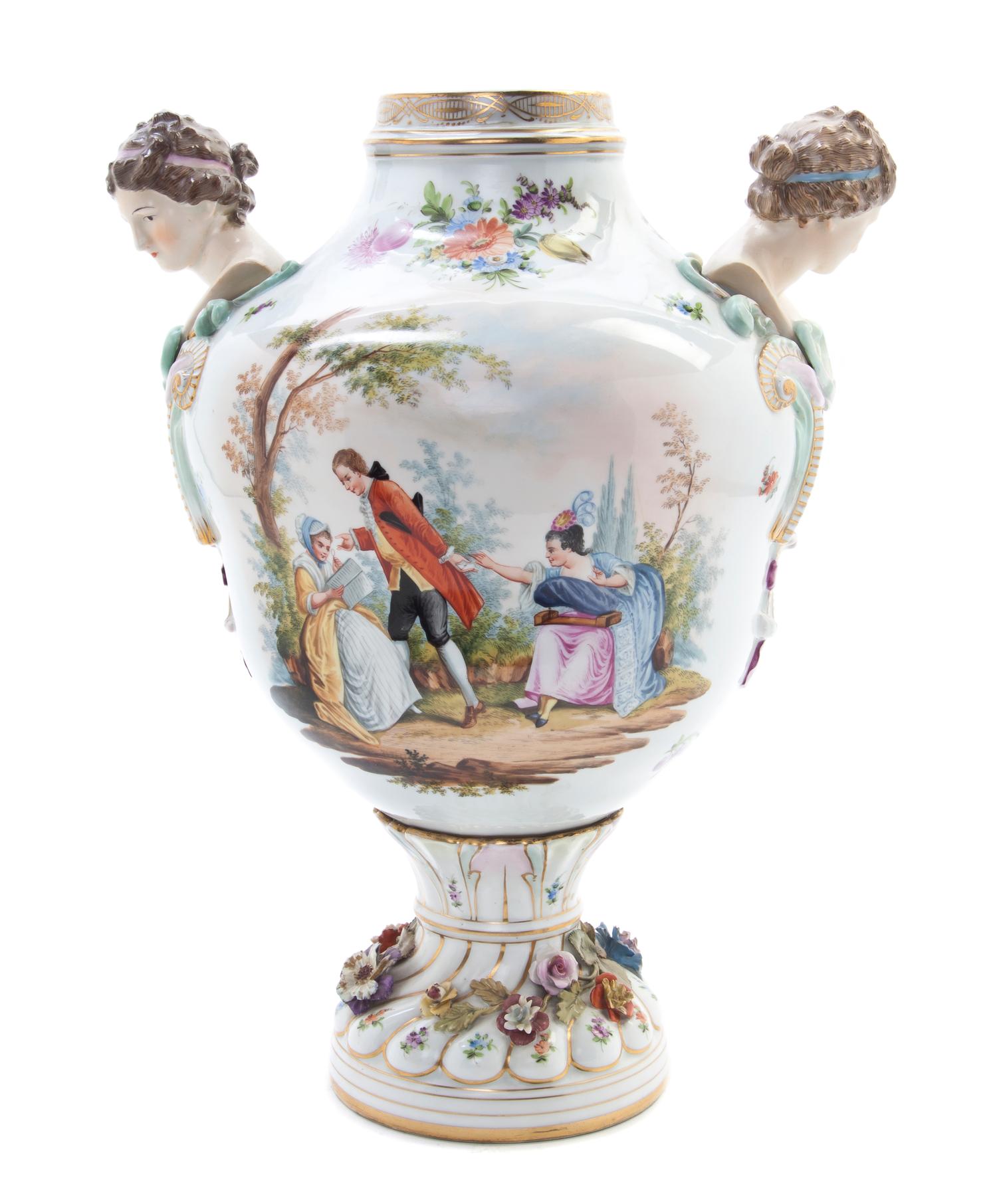 A German Porcelain Urn, Carl Thieme (1816-1888), Height 17 inches.